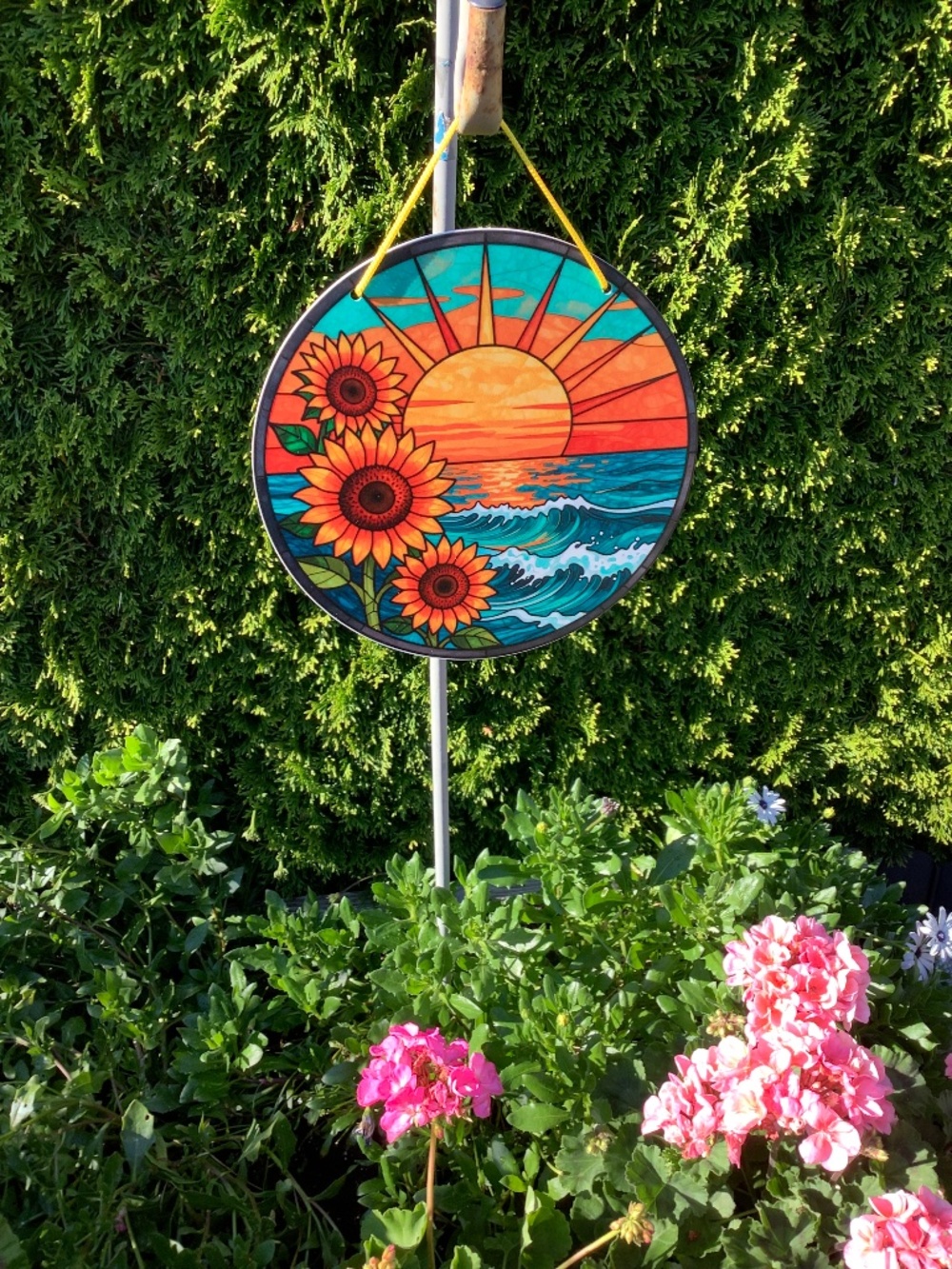 New Sunflowers Suncatcher type plaque 8 inches